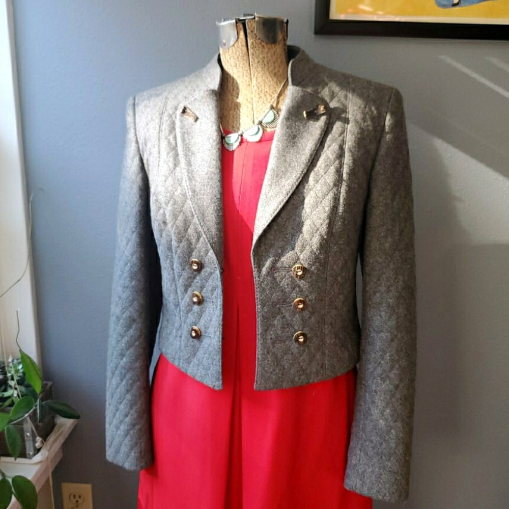 Vintage Wool Cropped Military Inspired Jac…
